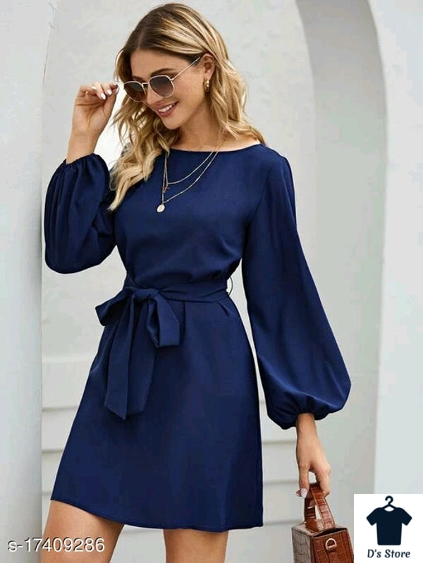 Women Stylish Dark Blue Color Dress - M