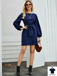 Women Stylish Dark Blue Color Dress - M