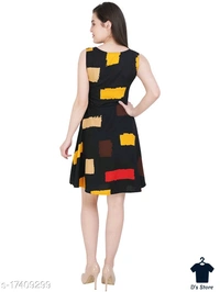 Women Stylish Multicolor Printed Black Dress - M