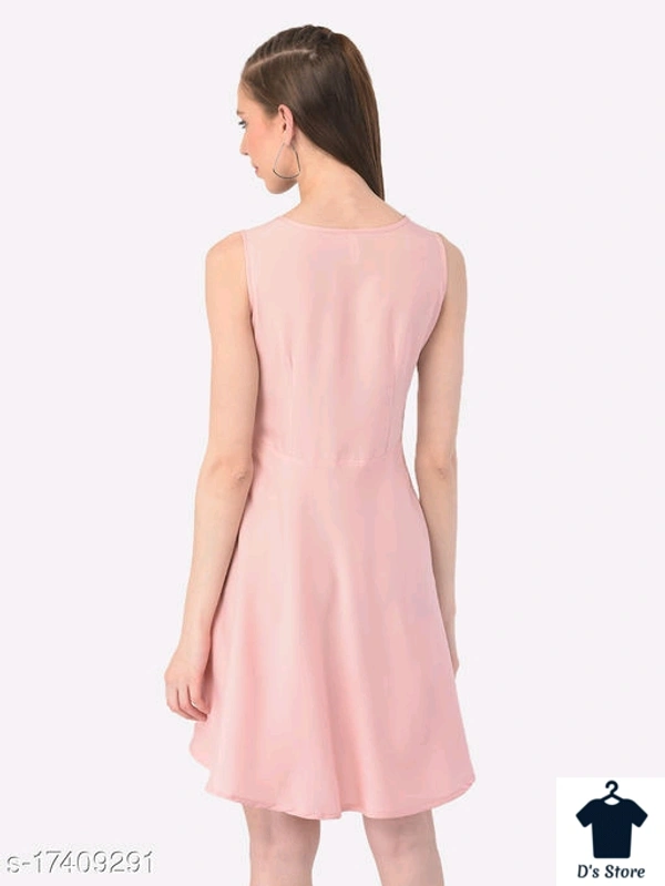 Women Plain Peach Color Dress - M