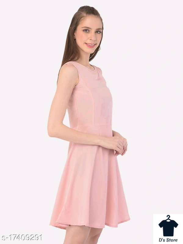 Women Plain Peach Color Dress - XL