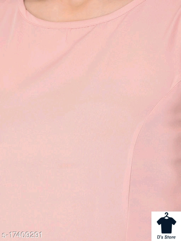 Women Plain Peach Color Dress - XL