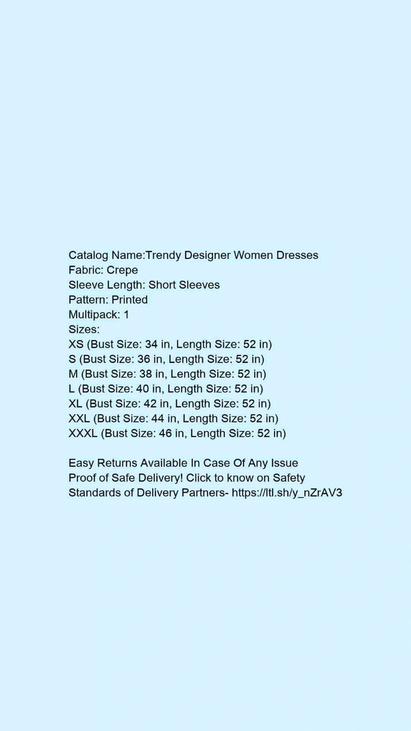 Women Creep Pink Color Printed Dress - XXXL