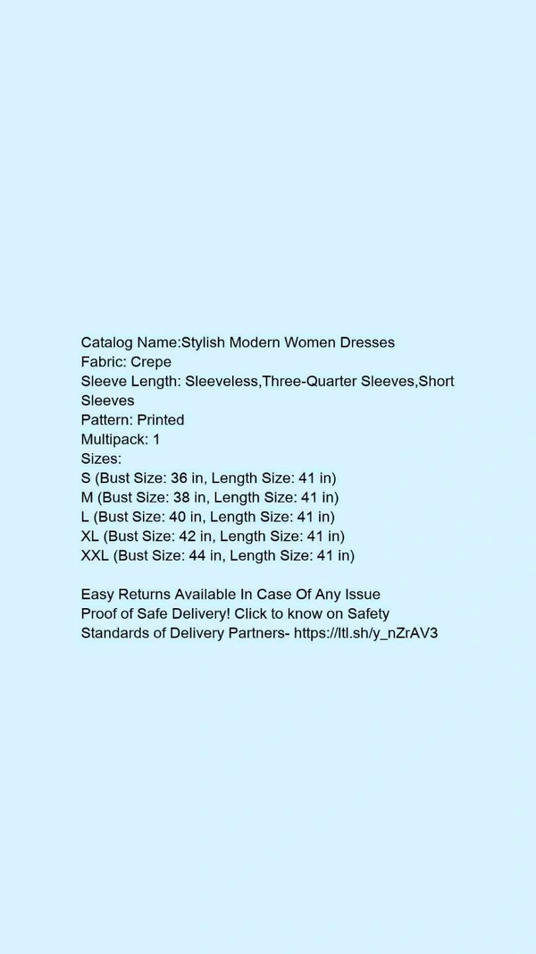 Women White Printed Modern Dress - S