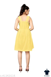 Stylish Party Wear Women Yellow Dress - S