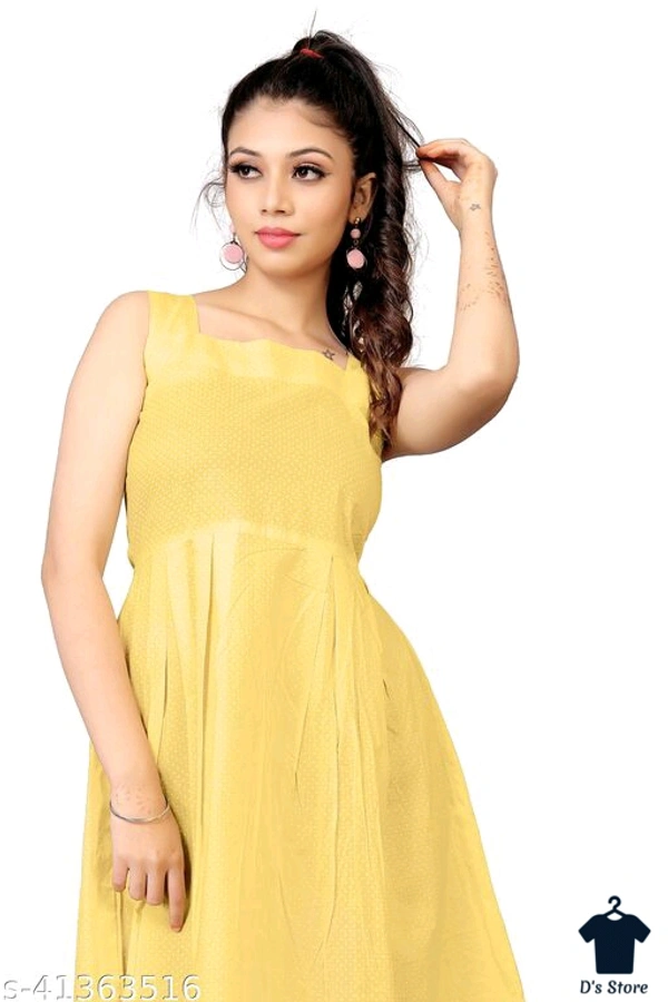 Stylish Party Wear Women Yellow Dress - M