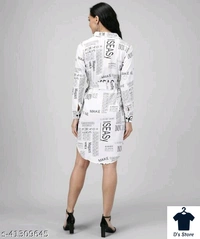 Women Stylish White Printed Dress - XL