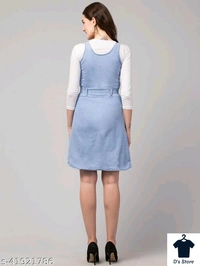 Classy Elegant Sky Blue Denim Women Dress - M