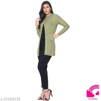 Clapton Women Arcylic Blend Full Sleeves Winter Wear Long Cardigan  - XXL
