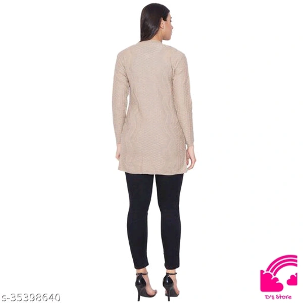 Clapton Women Arcylic Blend Full Sleeves Winter Wear Long Cardigan  - M