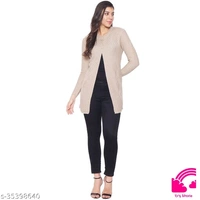 Clapton Women Arcylic Blend Full Sleeves Winter Wear Long Cardigan  - M