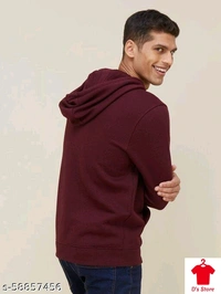 Casual Men Wine Color Hoodie - M