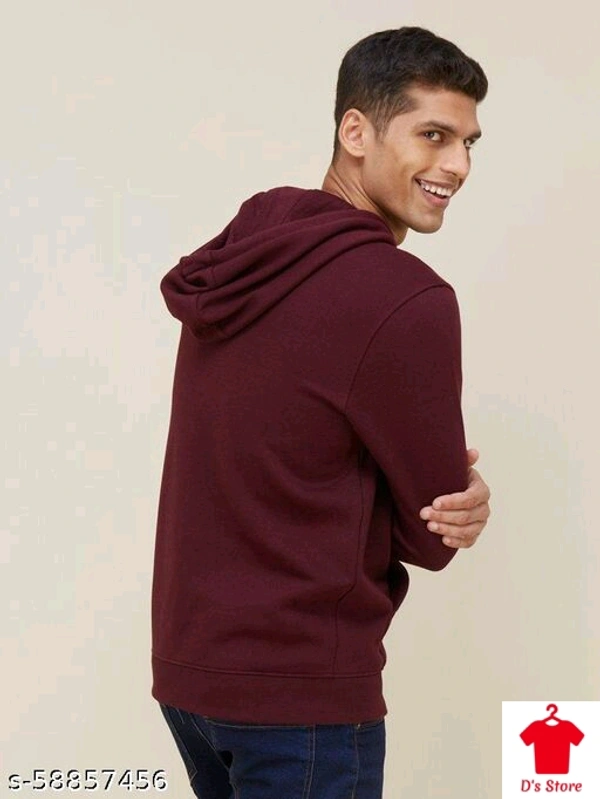 Casual Men Wine Color Hoodie - M
