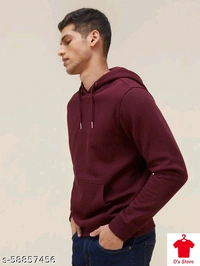Casual Men Wine Color Hoodie - M