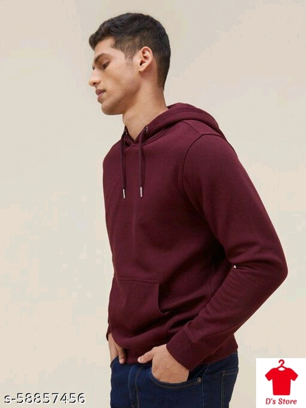 Casual Men Wine Color Hoodie - M