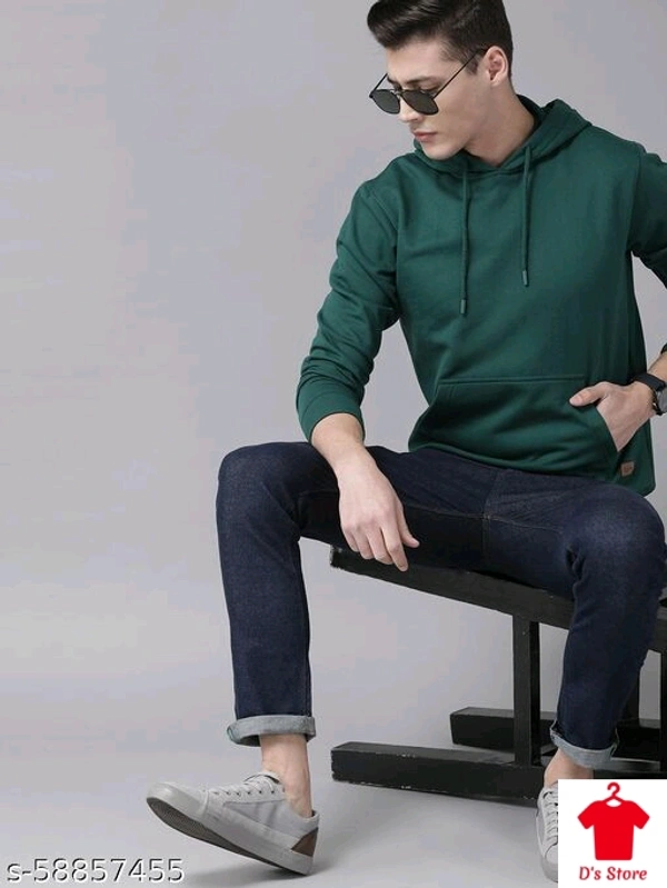 Dark Green Color Men Hoodie - S