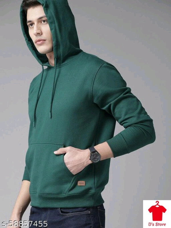 Dark Green Color Men Hoodie - S