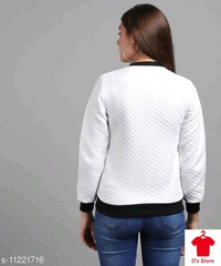 Women Froont Open Burfi Cut Chain Jacket White - L
