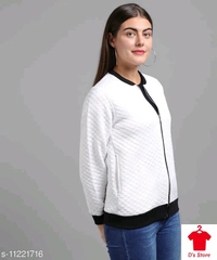 Women Froont Open Burfi Cut Chain Jacket White - XL
