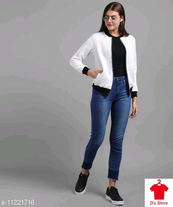 Women Froont Open Burfi Cut Chain Jacket White - XXL