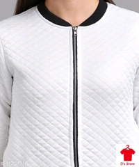 Women Froont Open Burfi Cut Chain Jacket White - XXL