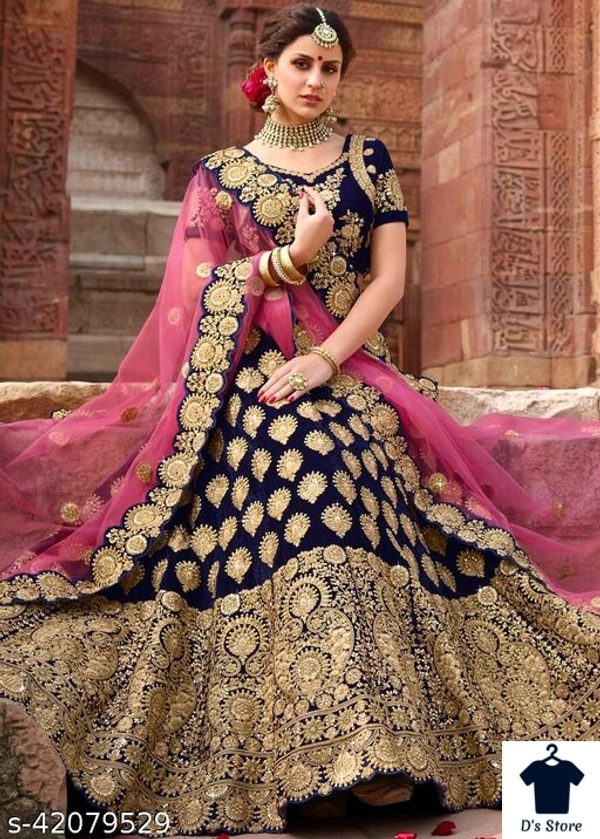 Women's Heavy Embroidered Work Wedding Lehenga Choli  - semi Stiched 