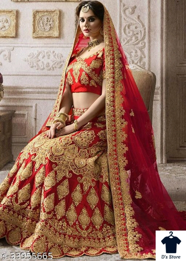 Women's Heavy Embroidered Work Wedding Lehenga Choli  - Un stitched