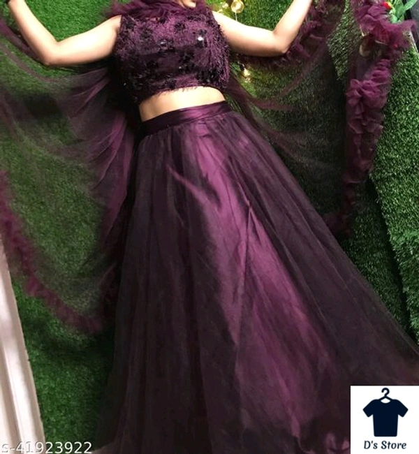 Wine Colour Lehenga Choli  - FreeSize