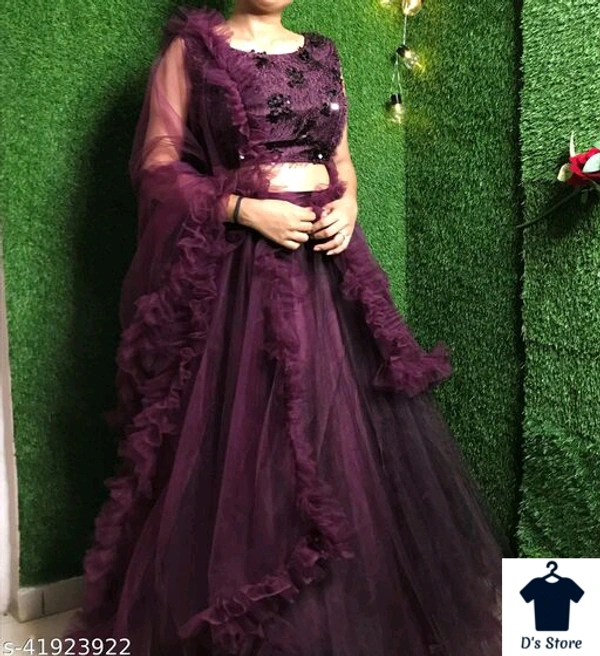 Wine Colour Lehenga Choli  - FreeSize
