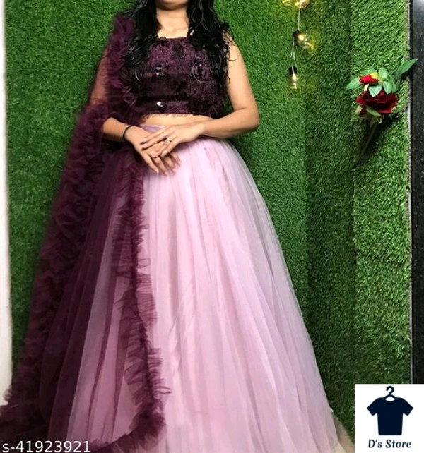 Wine  Colour Lehenga Choli  - FreeSize
