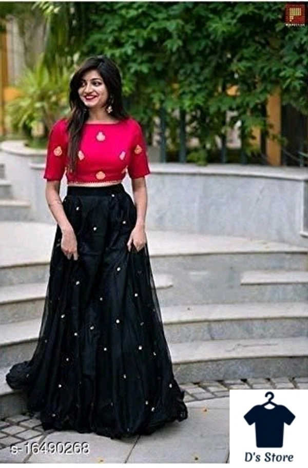 Red And Black Lehanga - FreeSize