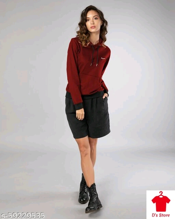 Classy Fabulous Women Maroon Color Sweatshirt - S