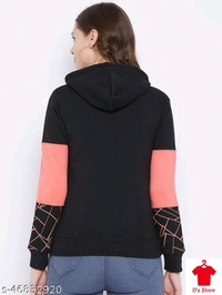 Women Printed Black And Peach Colored Hooded Sweatshirt - XXL