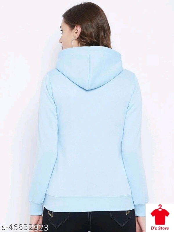 Women Sky Blue Printed Hoodie - S