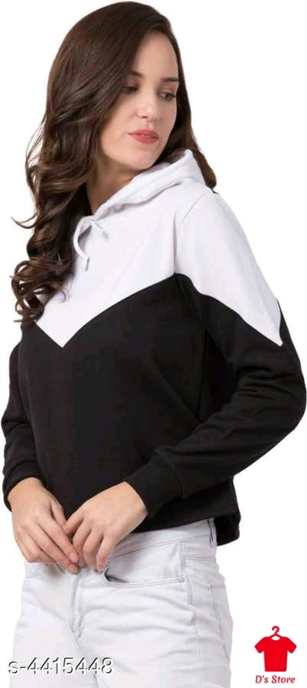 Women Black White Multicolored Hooded Sweatshirt - XL