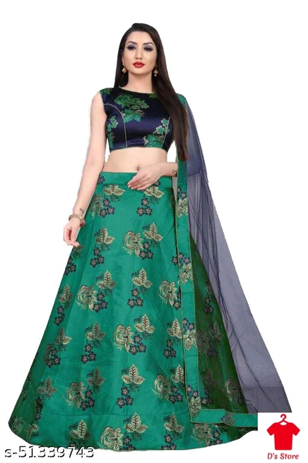 Javika Green Multicolored Printed Lehenge - FREE SIZE
