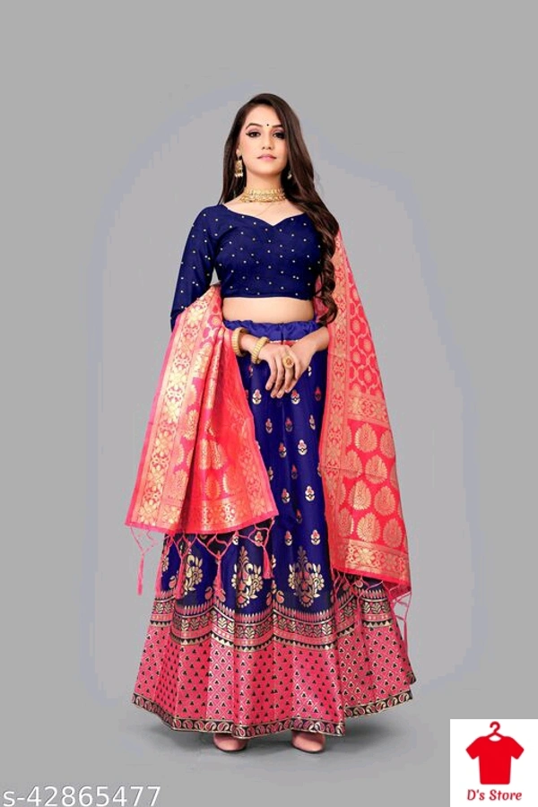 Kashvi Dark Blue Multicolored Printed Lehenge - FREE SIZE