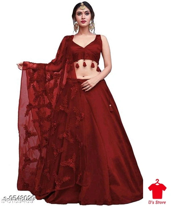 New Attractive Maroon Women Lehenge - SEMI STITCHED
