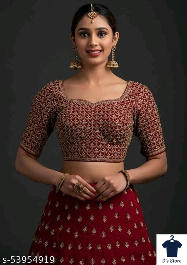 Charvi Maroon Women Wedding Lehenge - FREE SIZE