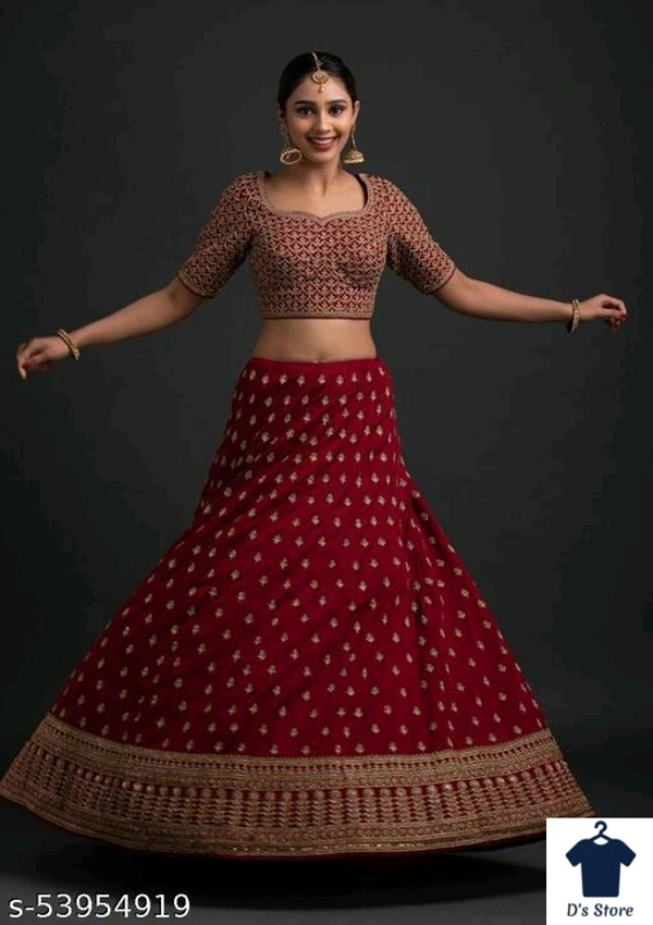 Charvi Maroon Women Wedding Lehenge - FREE SIZE