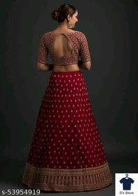 Charvi Maroon Women Wedding Lehenge - FREE SIZE