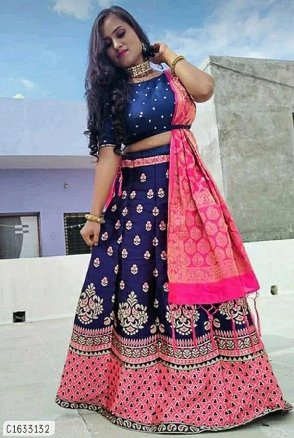 Pretty Banarasi Lehenga - Semi Stitched