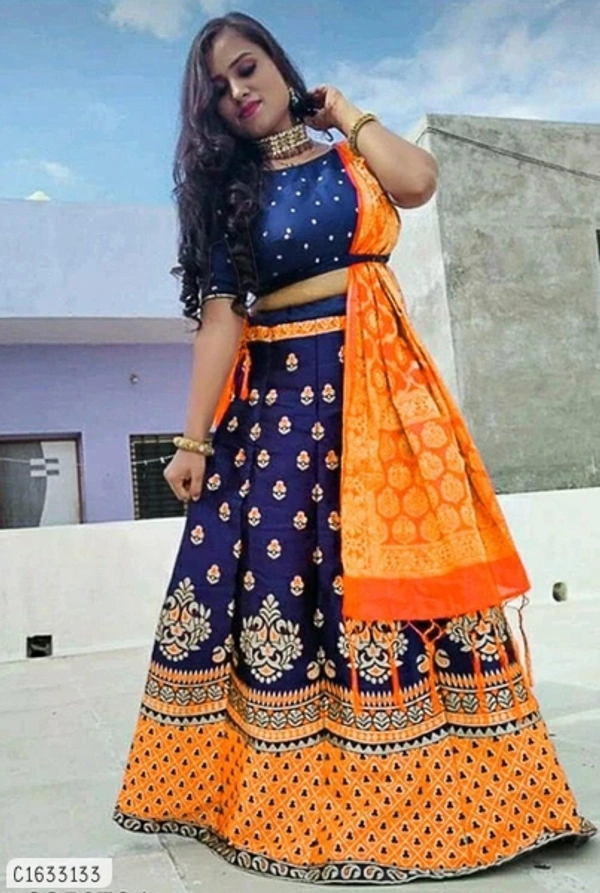 Pretty Banarasi Lehenga - Semi Stitched