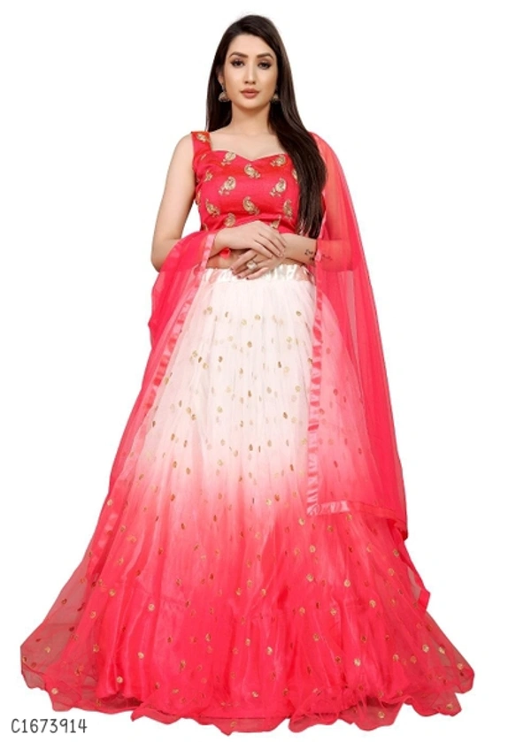 Beautiful Embroidered Silk Lehenga - Semi Stitched