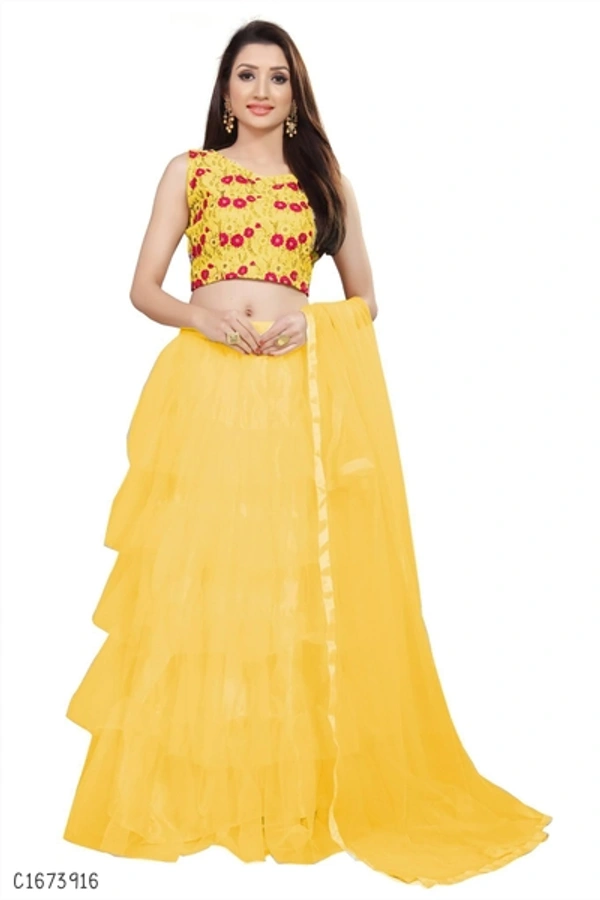 Beautiful Embroidered Silk Lehenga - Semi Stitched