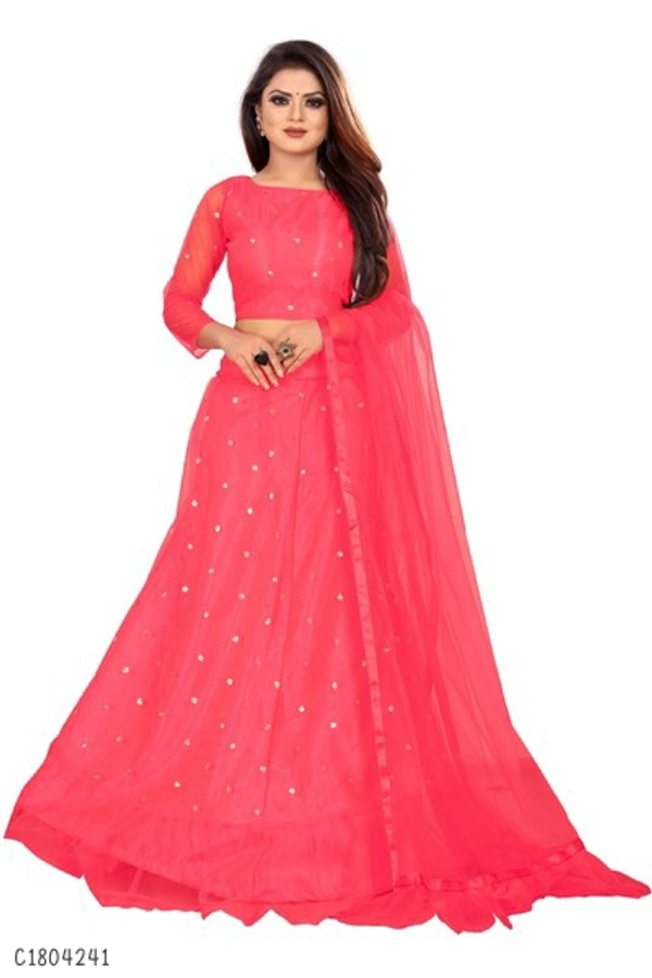 Unique Embroidered Lehenga  - Semi Stitched