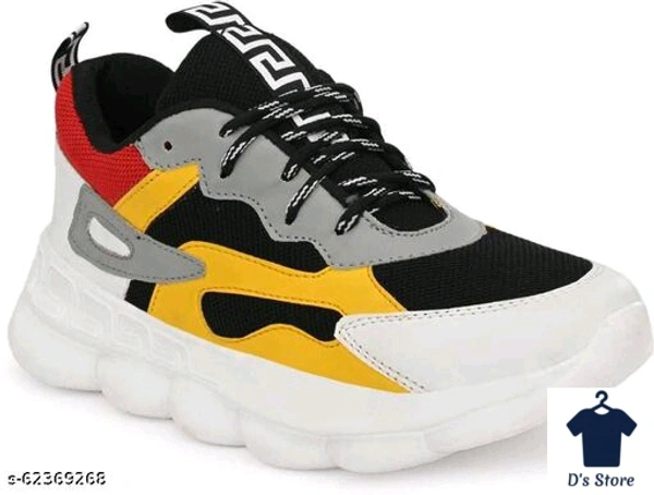 Mens Fancy Red Yellow Multicolored Sports Shoe - 6