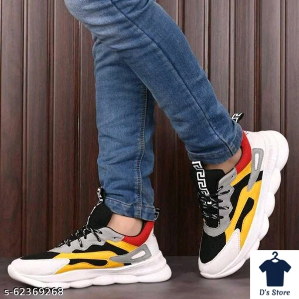 Mens Fancy Red Yellow Multicolored Sports Shoe - 9