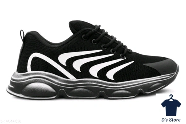 Mens Silver Grey Black Casual Sports Shoe - 8