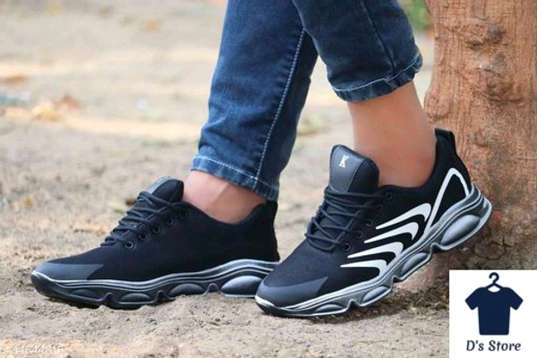 Mens Silver Grey Black Casual Sports Shoe - 10